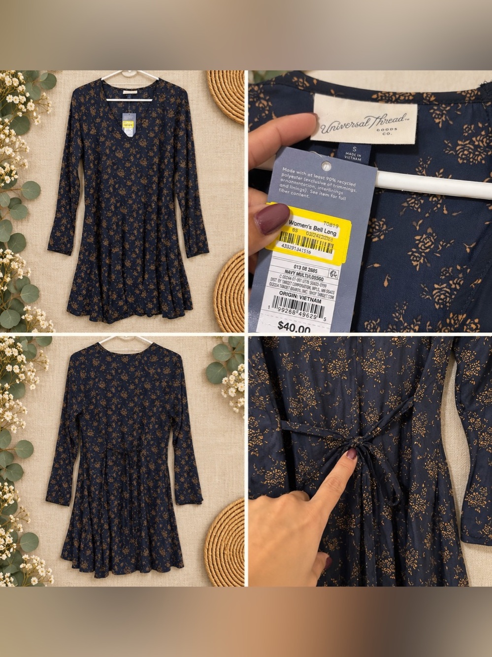 Universal Thread Floral Dress – Navy – Size S – NWT